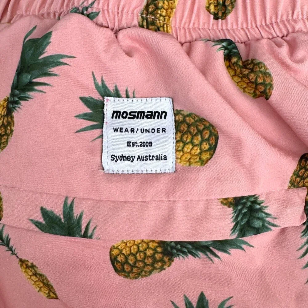 Mossman Australia Swim Trunks Pink Pineapple Print Mens XL Tropical Swimsuit